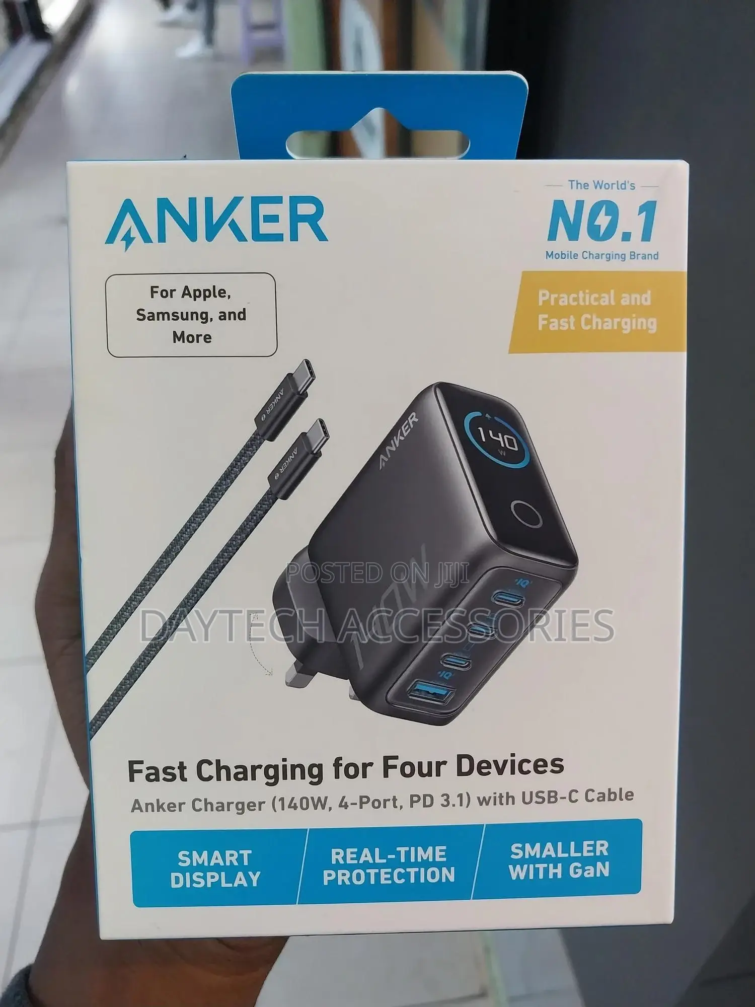 Anker 140w 4-Port Fast Charger (Pd 3.1) With Usb-C Cable.