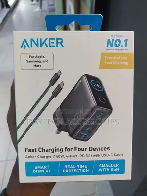 Anker 140w 4-Port Fast Charger (Pd 3.1) With Usb-C Cable.