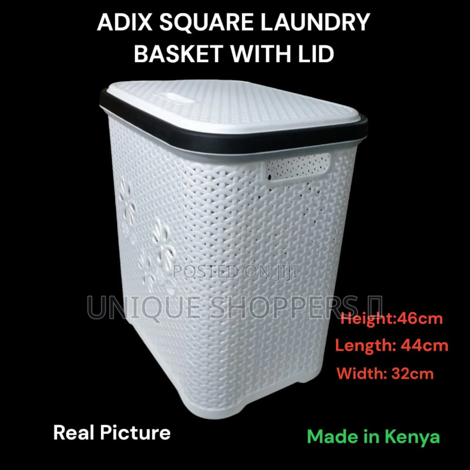 Adix Laundry Basket With Lid Square. Height-46cm Length-44cmweight32cm