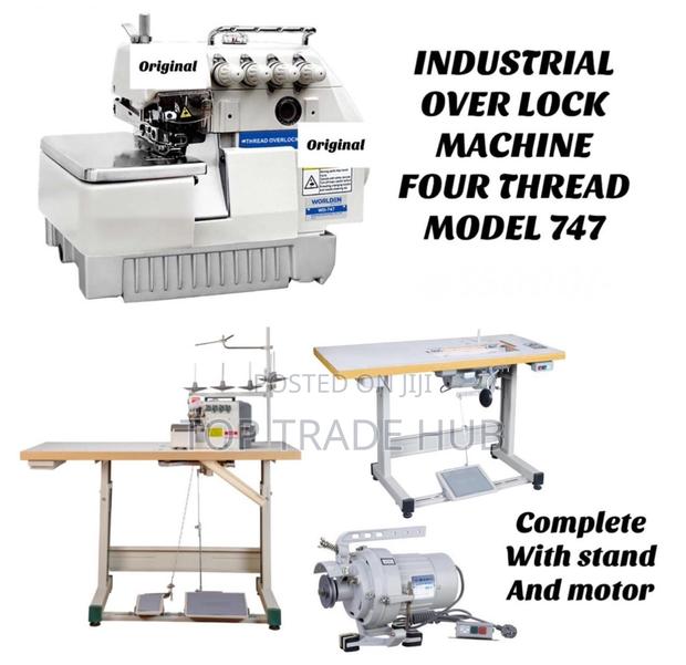 Worlden 747 Industrial Overlock Machine Four Thread + Stand And Motor - main view