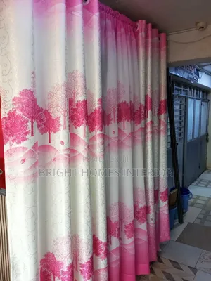 Red Patched Beautiful Flowered Curtain