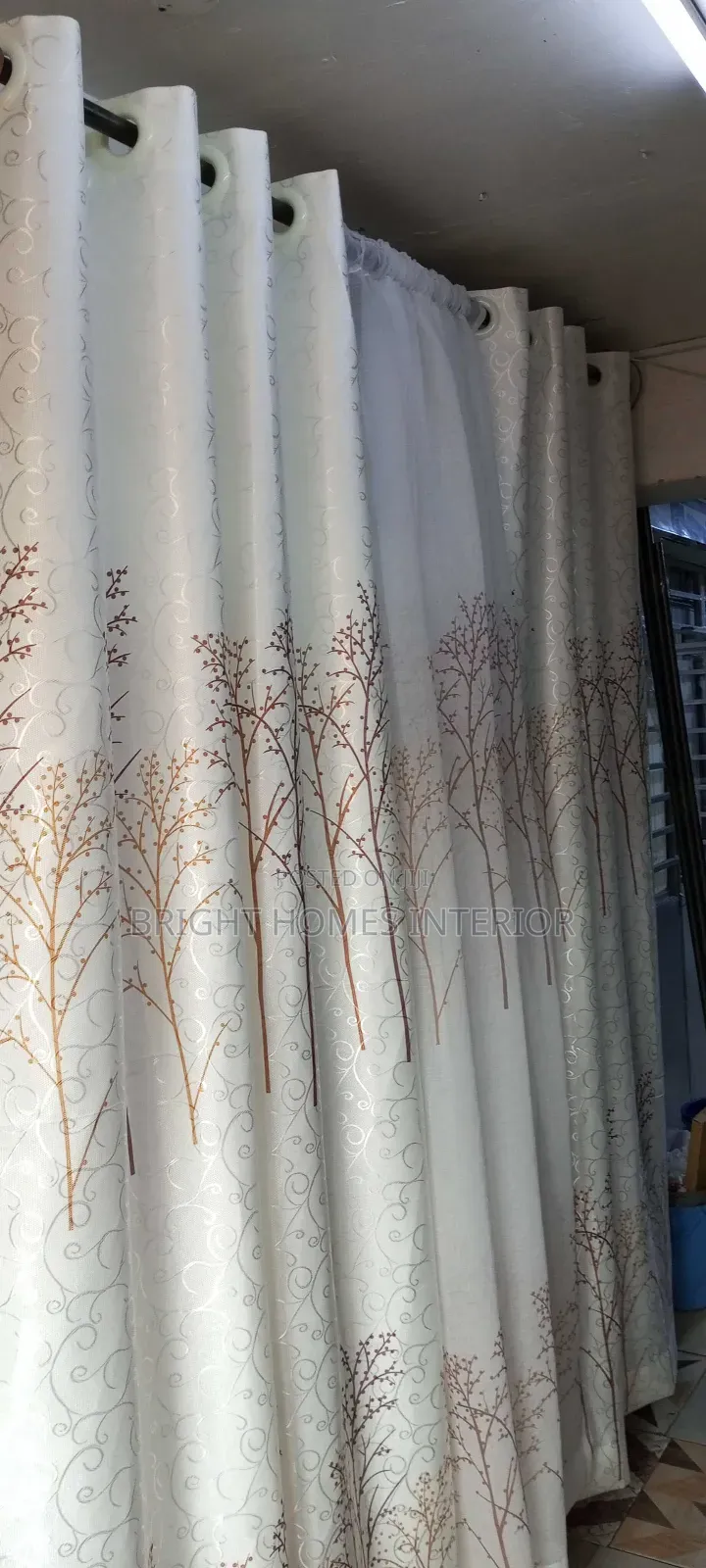 White Curtain With Flowered Design Price Inclusive Installation