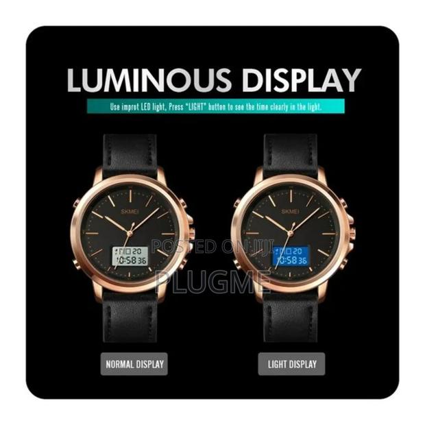 Skmei Leather Analog/Digital Wrist Watch - thumbnail 2