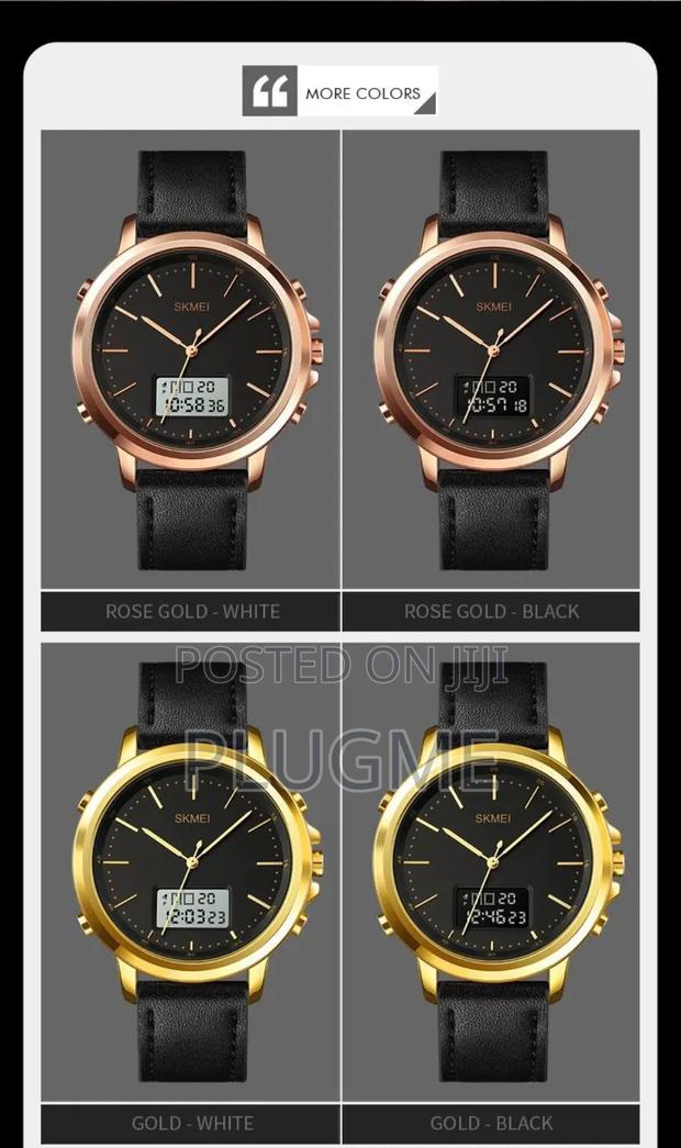 Skmei Leather Analog/Digital Wrist Watch - thumbnail 3