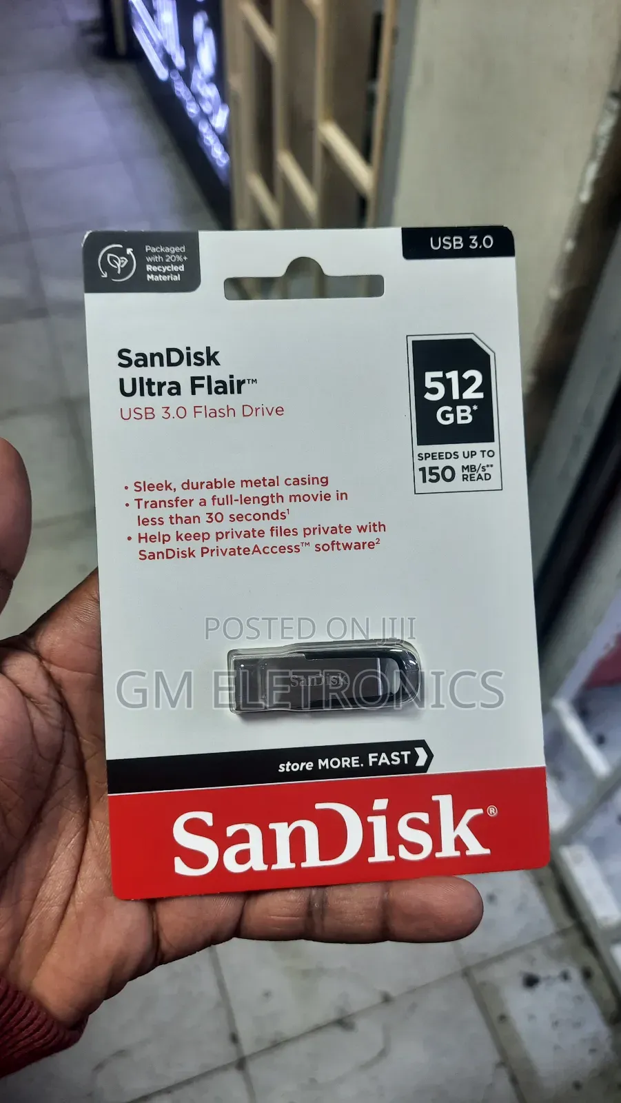 Original Sandisk Ultra Flair Usb 3.0 Flash Drive - 512gb (Universal)