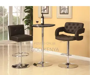 Bar Stool; Modern Swivel Bar Stool With Metallic Base and Leather Seat