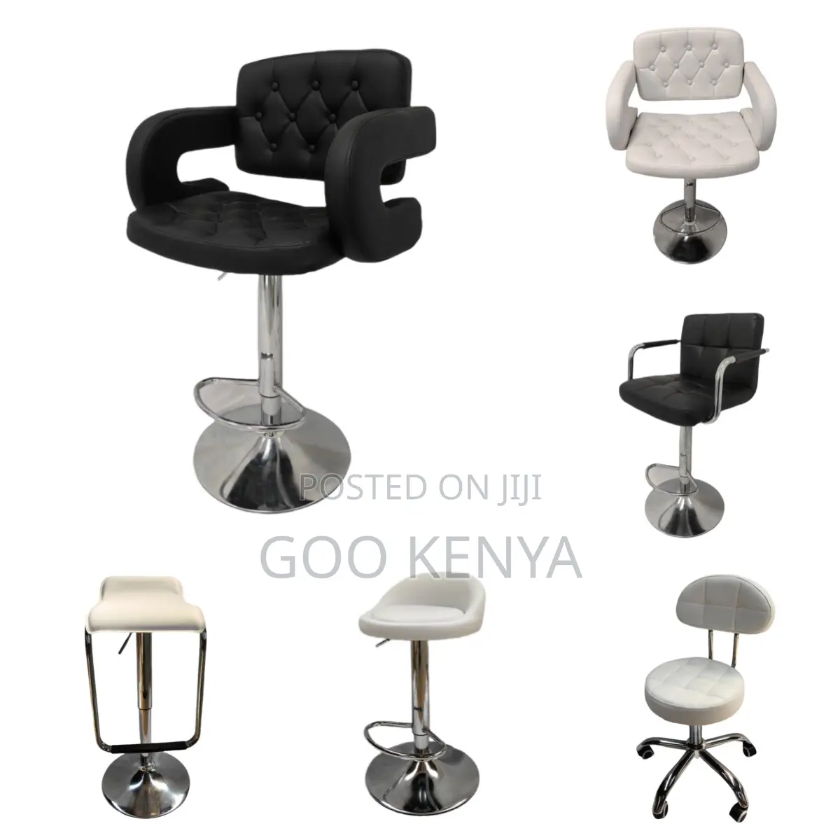 Bar Stool; Modern Swivel Bar Stool With Metallic Base and Leather Seat