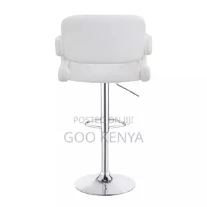 Bar Stool; Modern Swivel Bar Stool With Metallic Base and Leather Seat