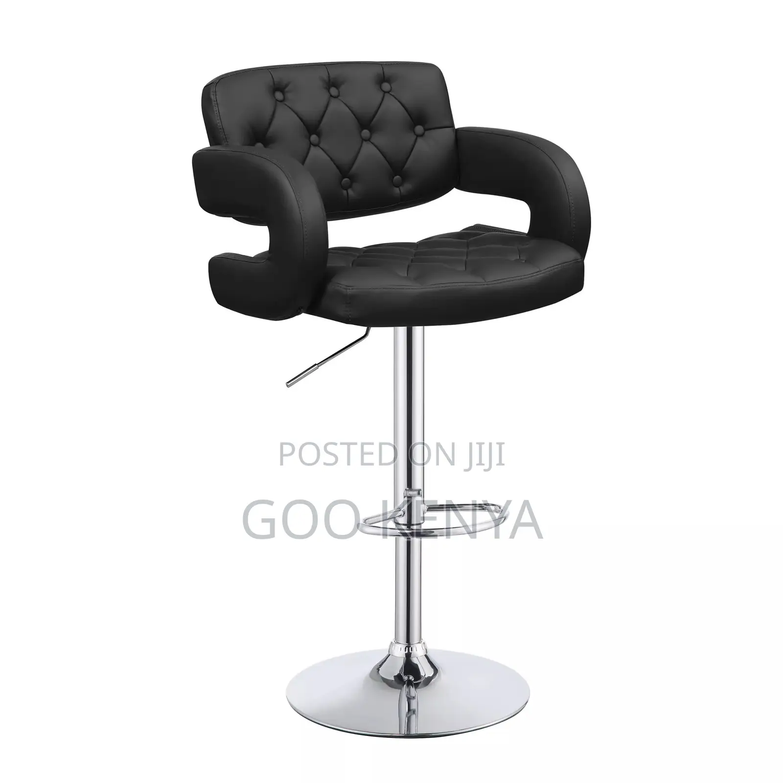 Bar Stool; Modern Swivel Bar Stool With Metallic Base and Leather Seat