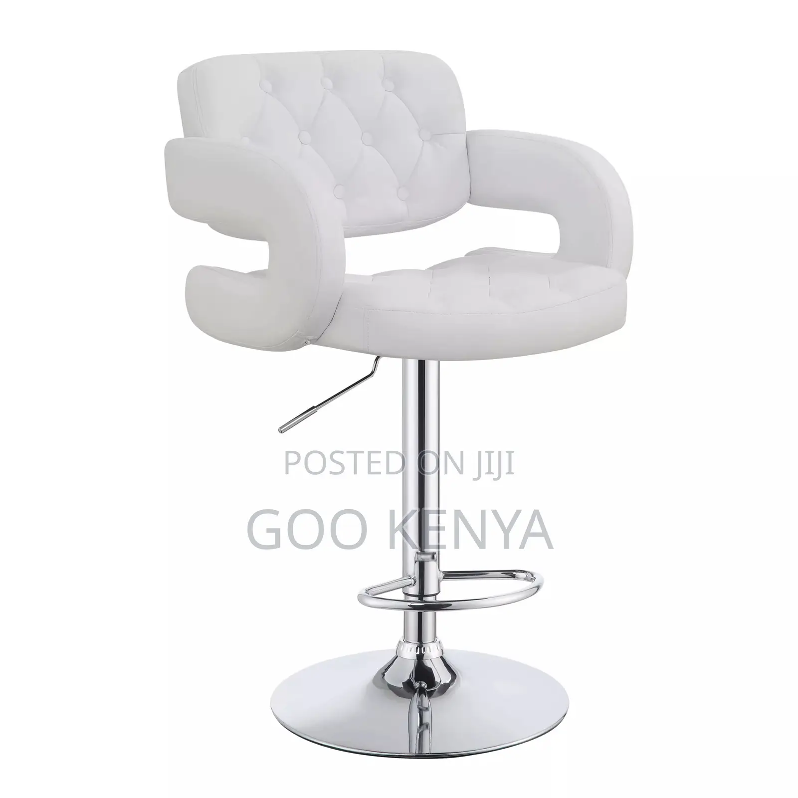 Bar Stool; Modern Swivel Bar Stool With Metallic Base and Leather Seat