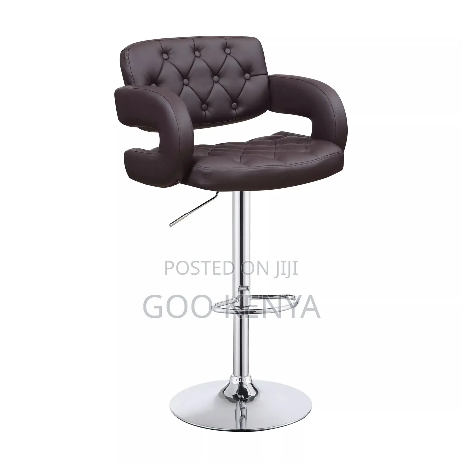 Bar Stool; Modern Swivel Bar Stool With Metallic Base and Leather Seat