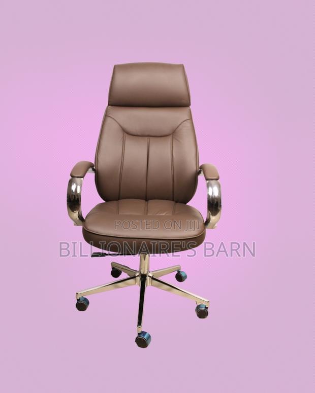 Minimal Brown Executive Leather Office Chair — Great for Study or Work - thumbnail 2