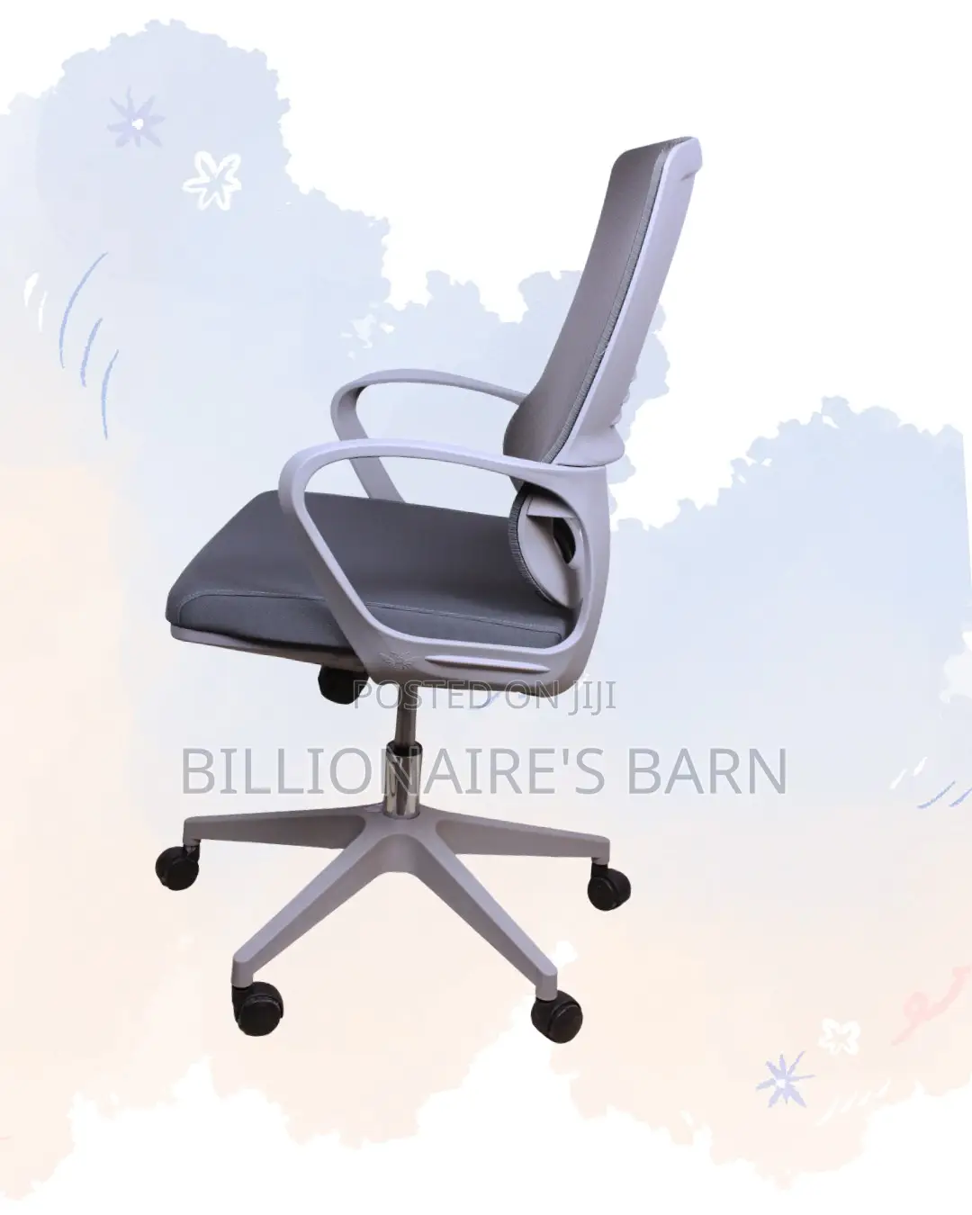 Grey Ergonomic Mesh Office Chair | Stylish Padded Armrests