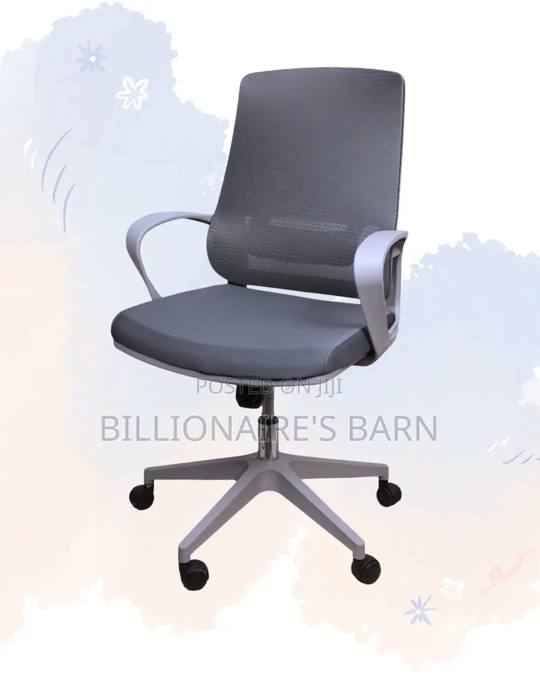 Grey Ergonomic Mesh Office Chair | Stylish Padded Armrests