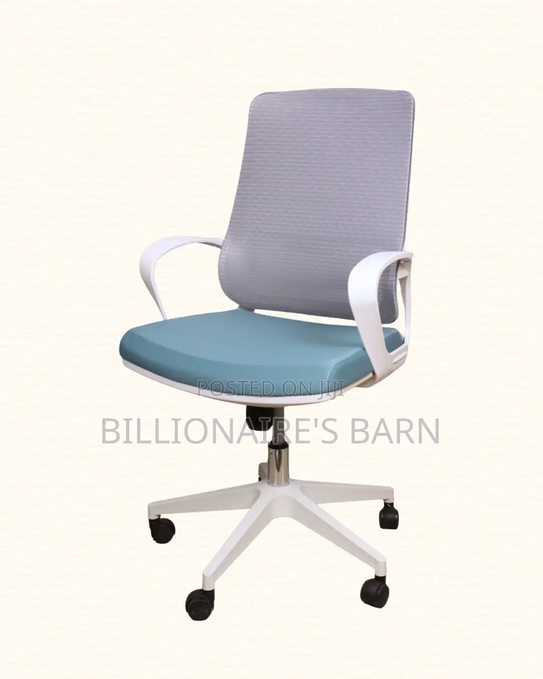 Durable White Ergonomic Mesh Office Chair | Swivel Base