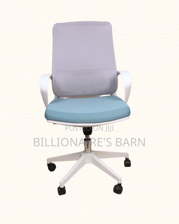 Durable White Ergonomic Mesh Office Chair | Swivel Base - thumbnail 4