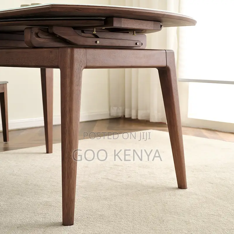 Home Dining Set; 6-Seater Wooden Adjustable Table With 6 Chairs
