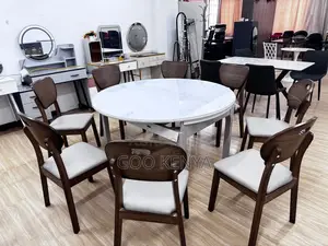Home Dining Set; 6-Seater Wooden Adjustable Table With 6 Chairs