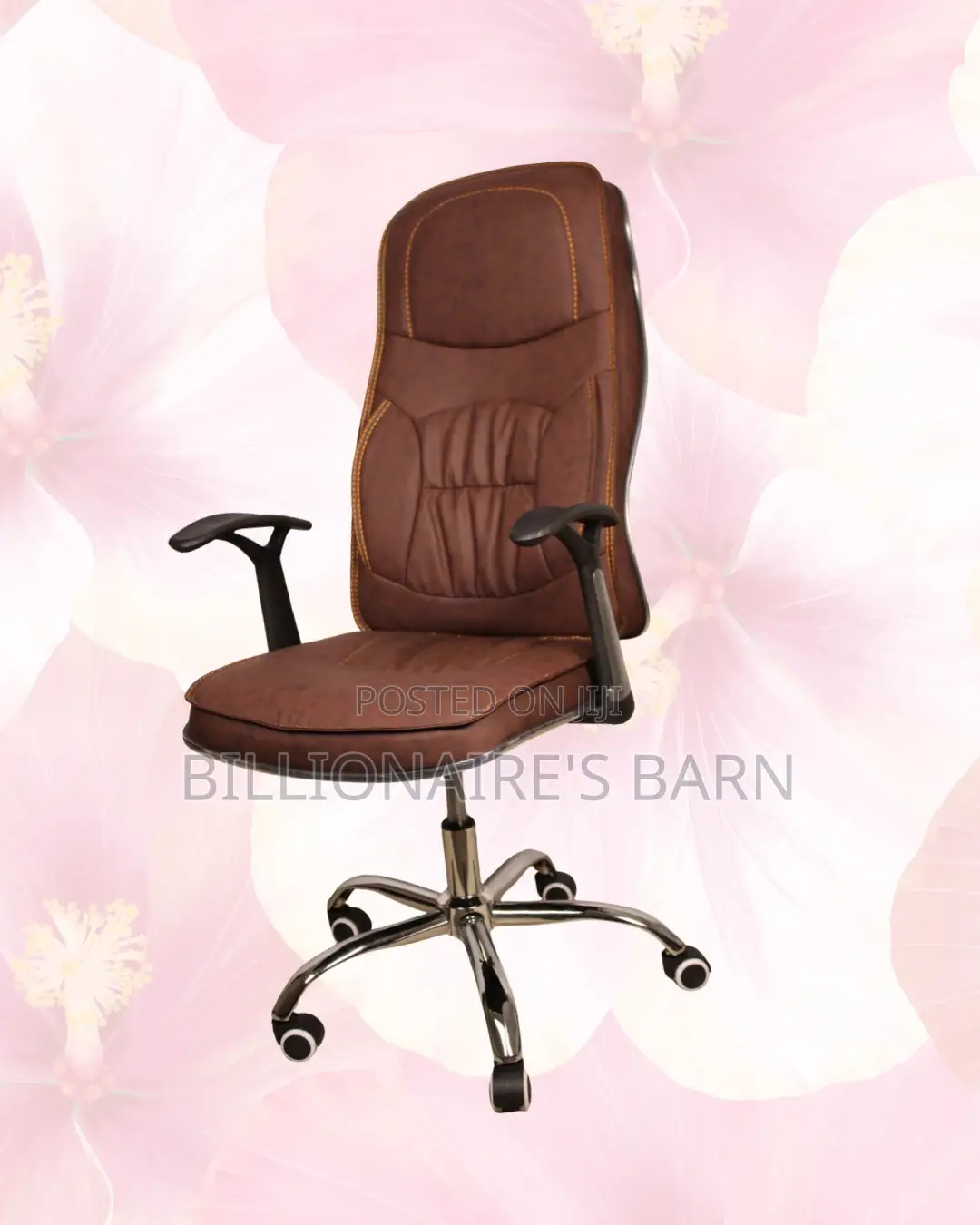 Ergonomic Executive Leather Chair | Space-Saving Padded Armrests