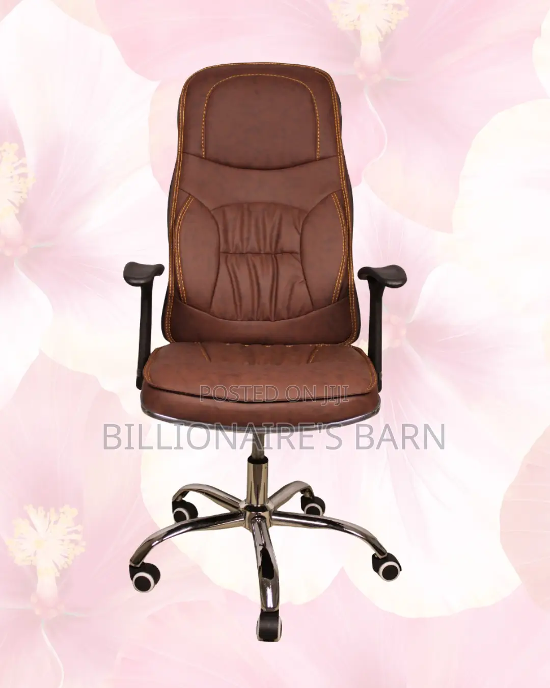 Ergonomic Executive Leather Chair | Space-Saving Padded Armrests