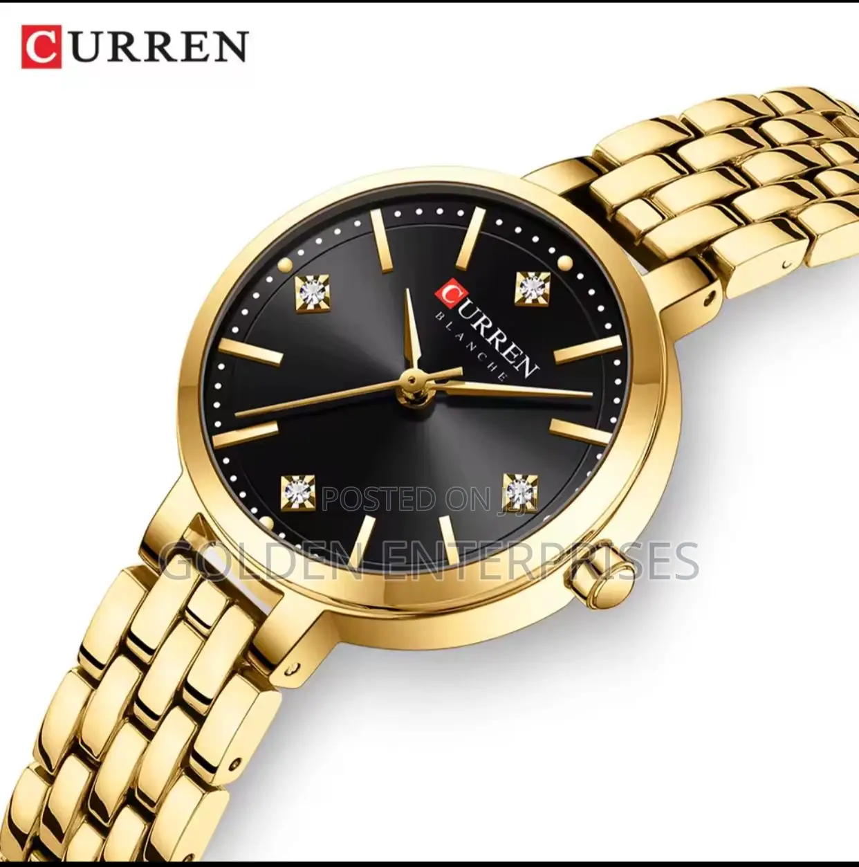 Cute Curren Ladies Watch Gold-Black Water Resistant