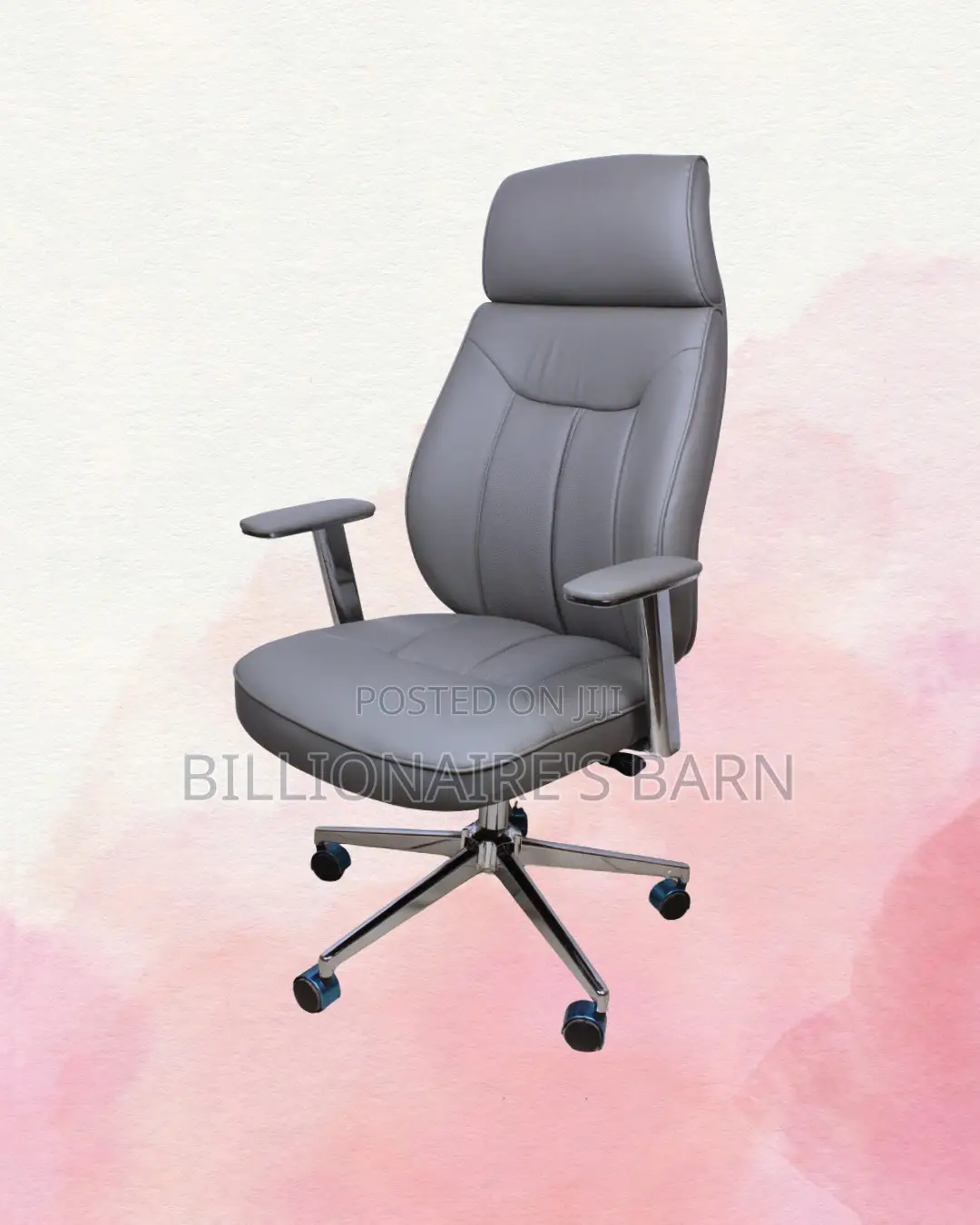 Grey Executive Leather Office Chair | Minimal Scratch-Resistant Finish
