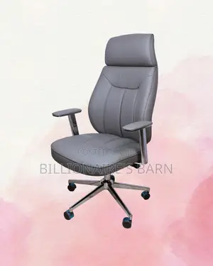 Grey Executive Leather Office Chair | Minimal Scratch-Resistant Finish