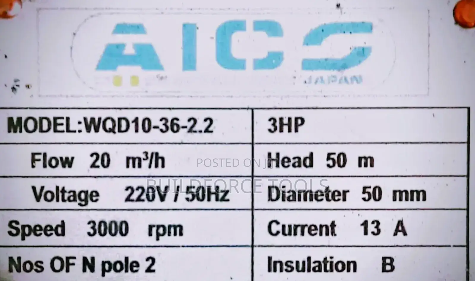 Aico Japan Sewage Submersible Pump 3hp