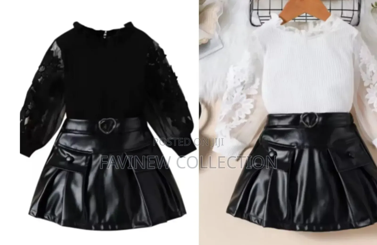 Girls Leather Skirt Set