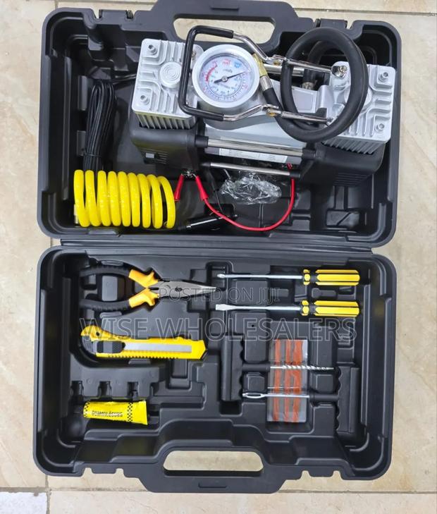 Portable Double Cylinder Air Compresser Pump With Tool Kit