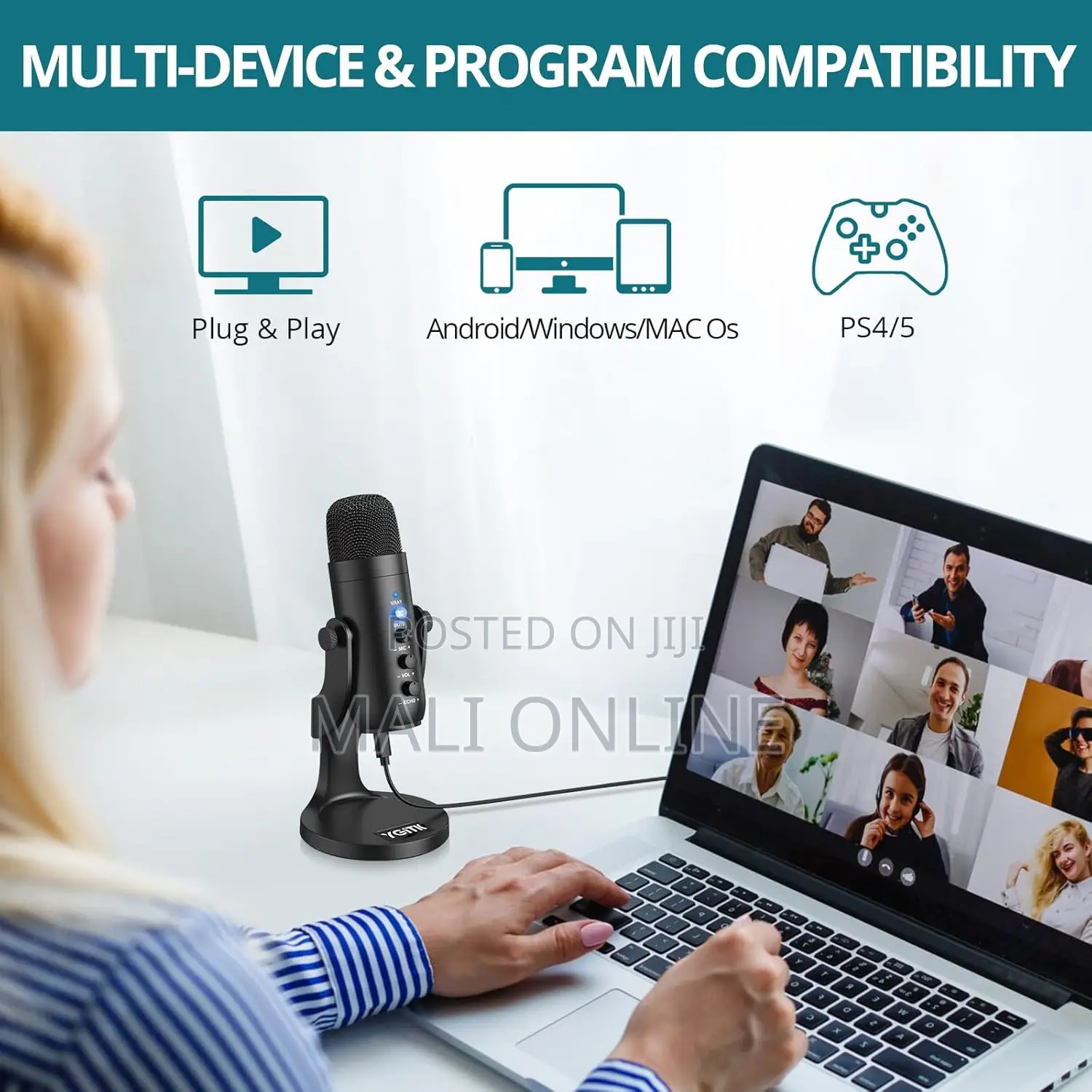 Cardioid Usb Condenser Microphone With Volume Control For Mac Studio