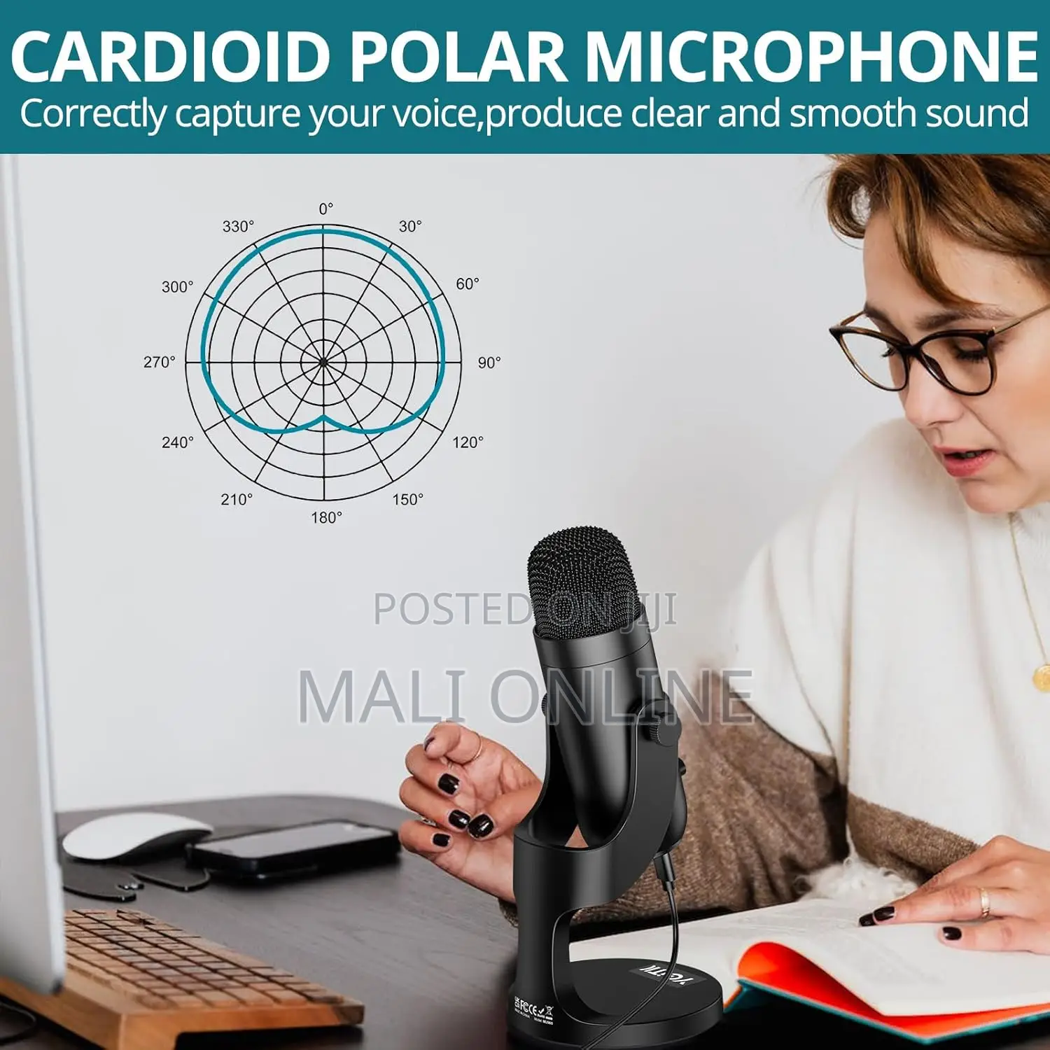 Cardioid Usb Condenser Microphone With Volume Control For Mac Studio