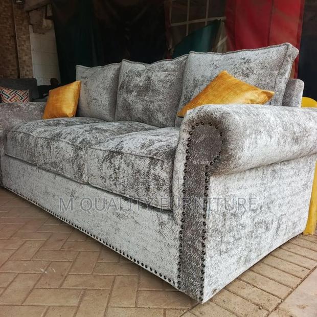 3 Seater Light Gray Tufted Sofas - main view