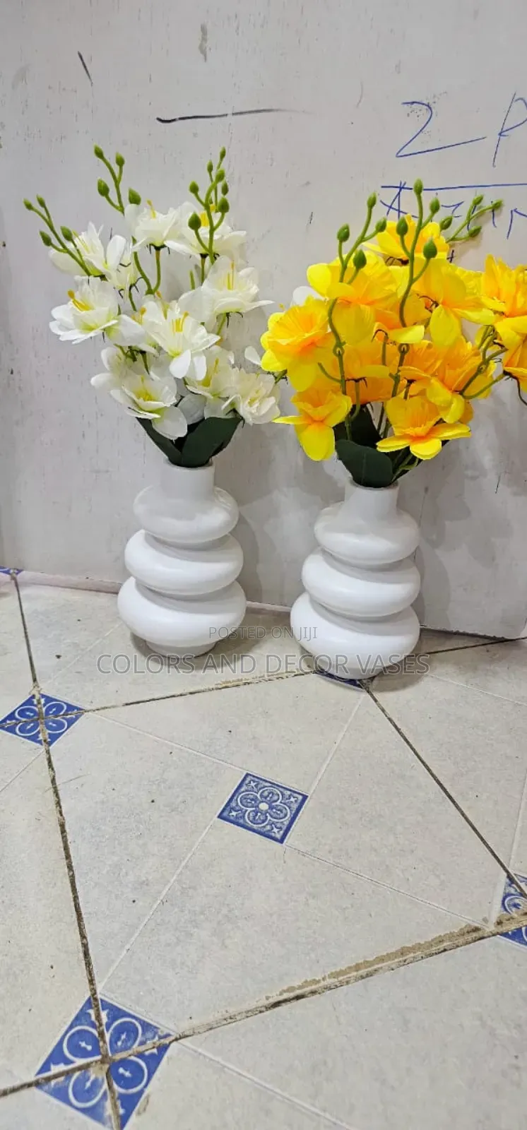 Wooden Vase With Flowers Table Top