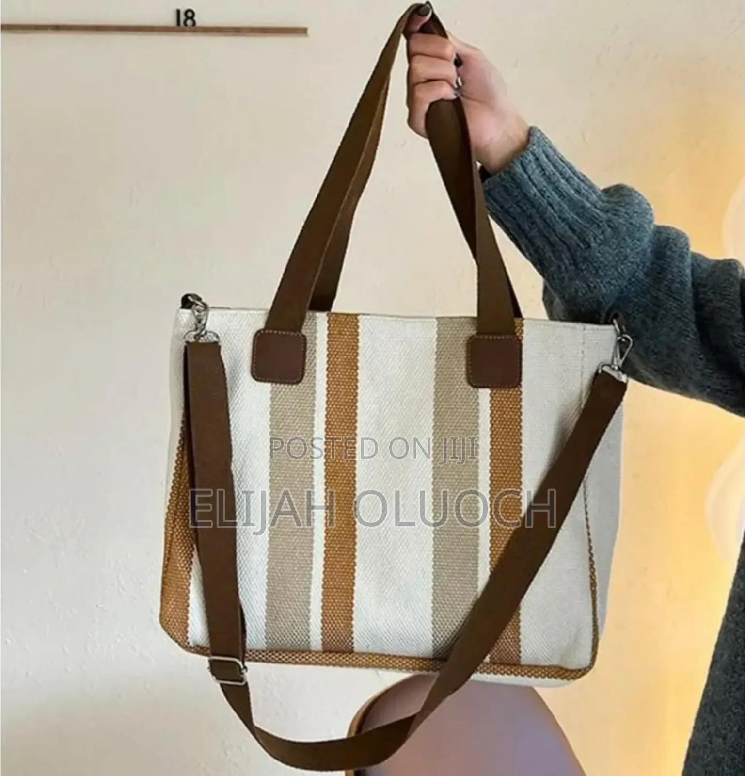 Colorful Vintage Striped Canvas Tote Bag