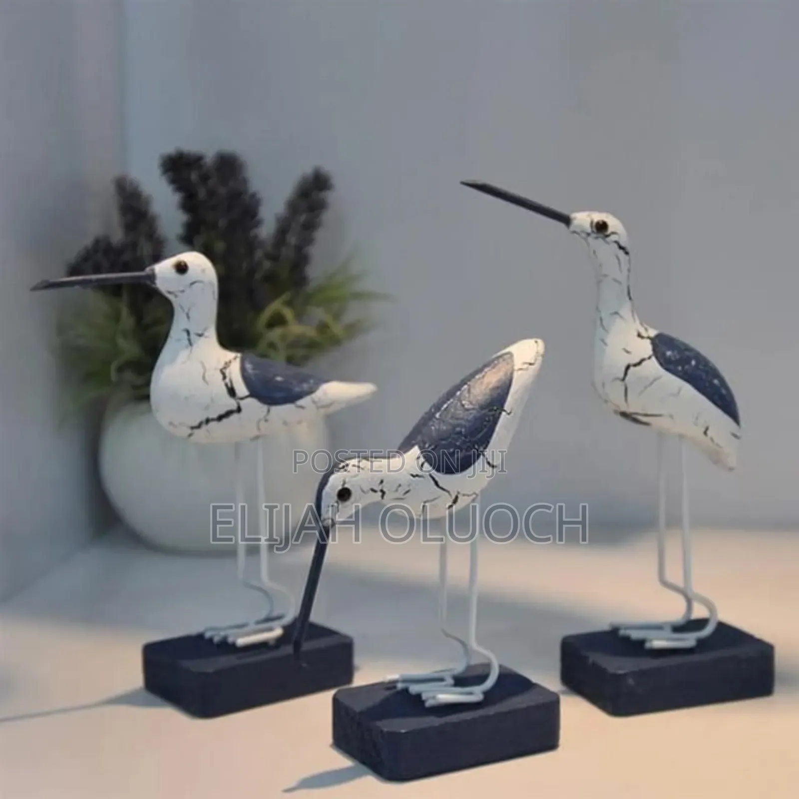3pcs Wooden Seagulls Birds Nautical Figurine Decor
