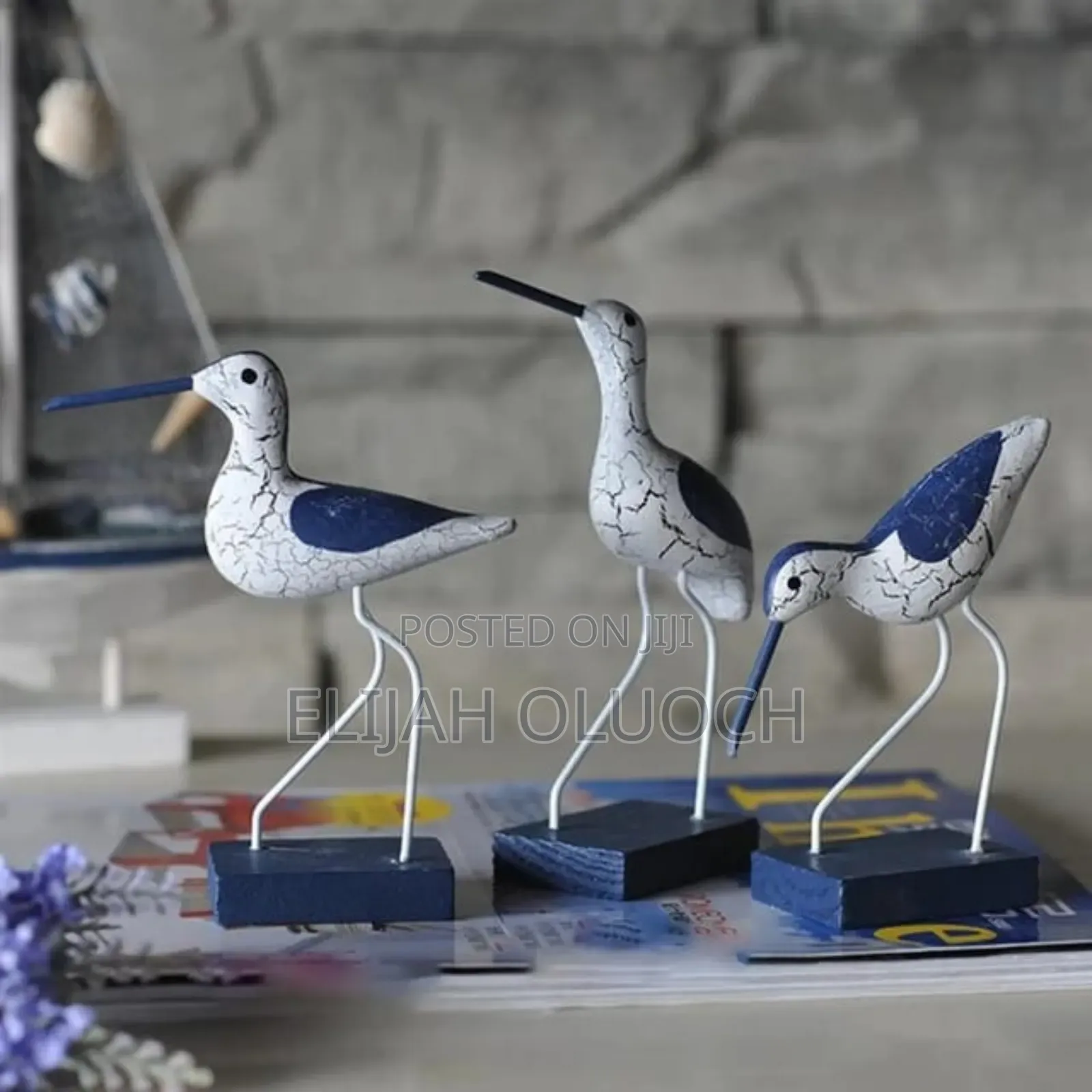 3pcs Wooden Seagulls Birds Nautical Figurine Decor