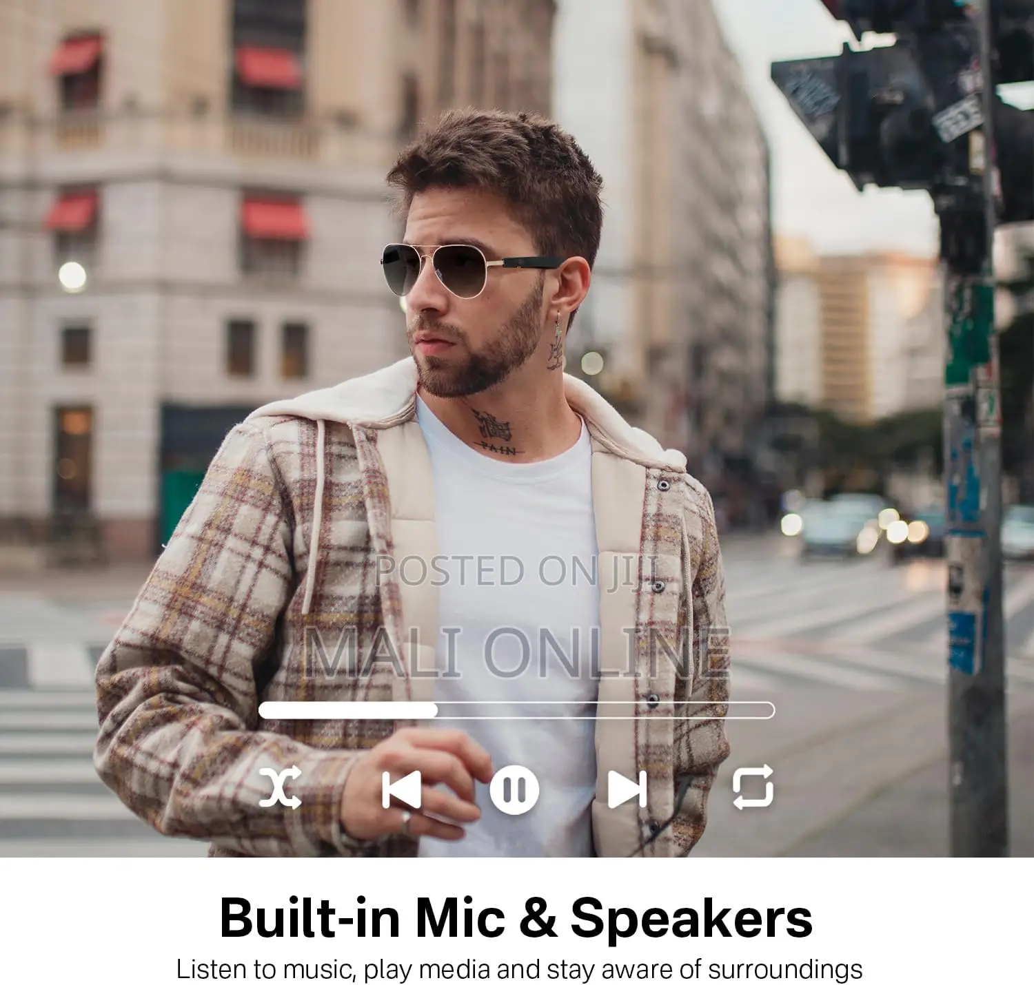 Smart Bluetooth Sunglasses With Hd Nylon Lens Built-in Mic & Speakers