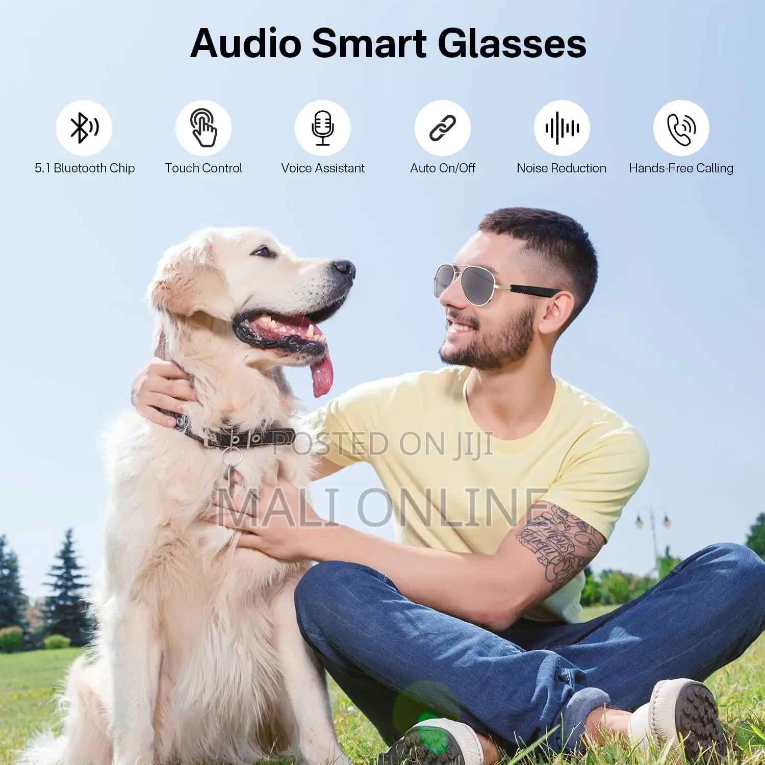 Smart Bluetooth Sunglasses With Hd Nylon Lens Built-in Mic & Speakers