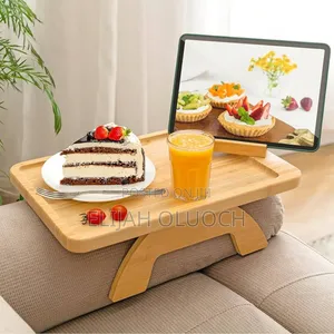 Foldable Wooden Sofa Armrest Tray Clip on Table for Couch