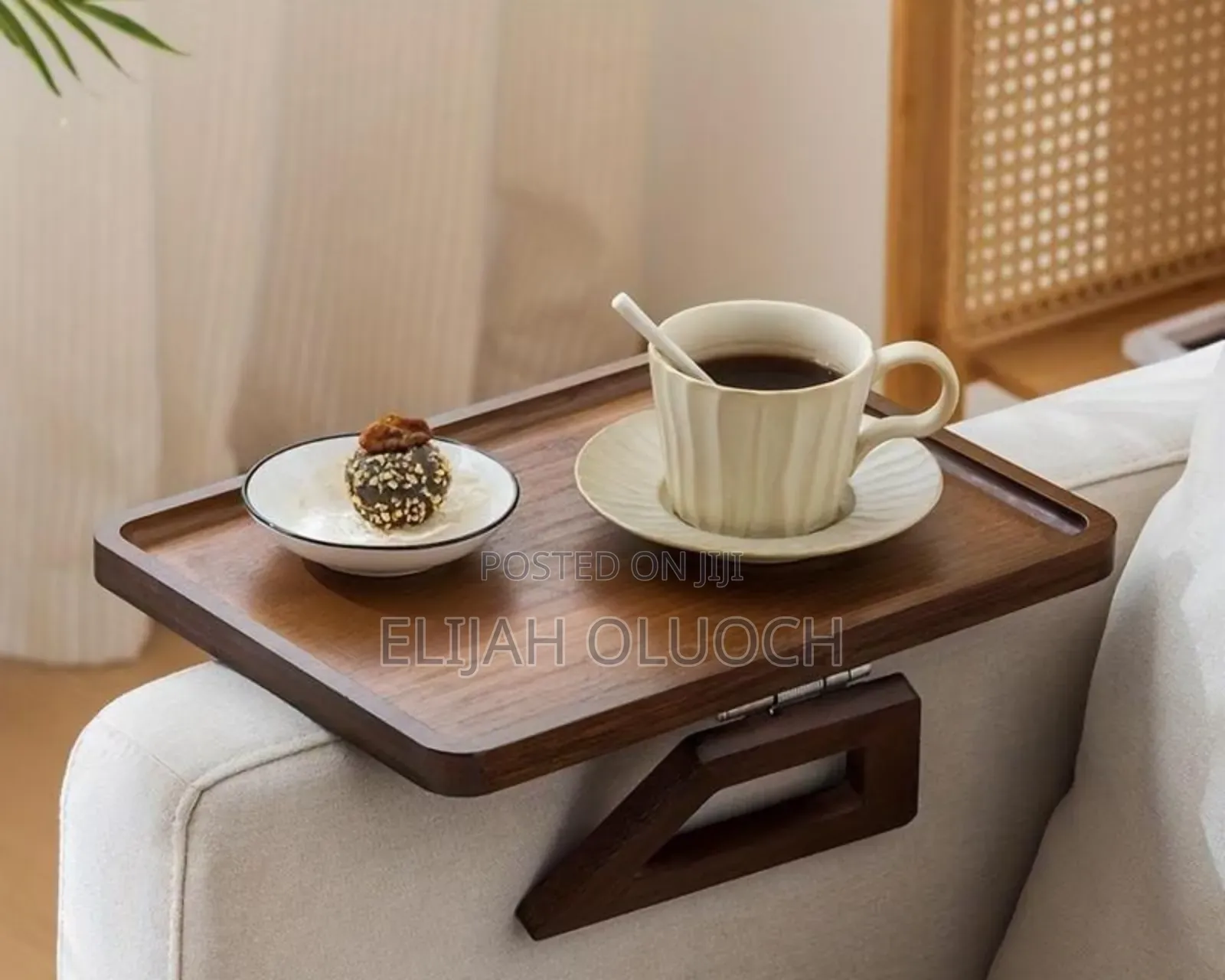 Foldable Wooden Sofa Armrest Tray Clip on Table for Couch