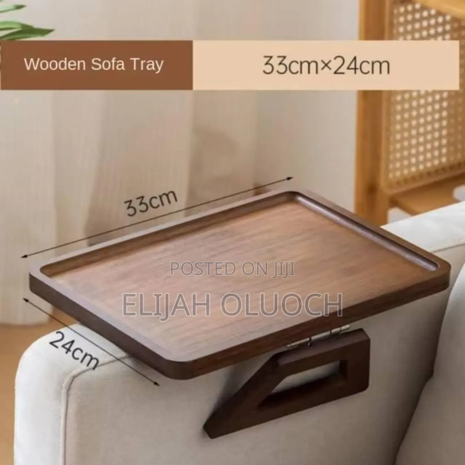 Foldable Wooden Sofa Armrest Tray Clip on Table for Couch