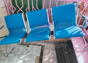 Blue Padded Bench Three Seater Chair