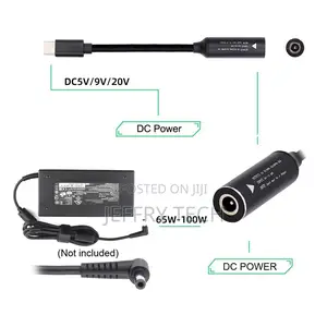 Dc 4.5x3mm Socket Input to Usb-C Charging Cable Laptop Phone Pd9v 5v 2