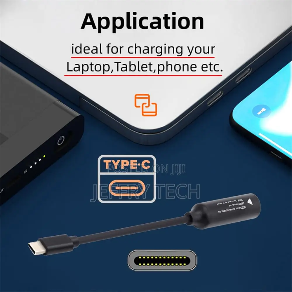 Dc 4.5x3mm Socket Input to Usb-C Charging Cable Laptop Phone Pd9v 5v 2
