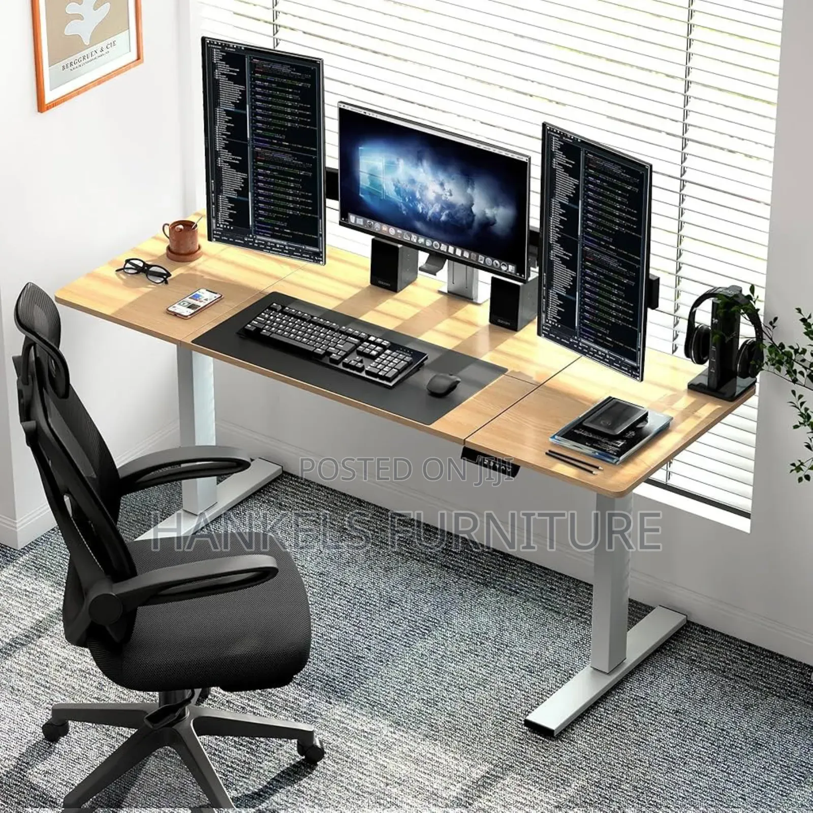 1.6m Height Adjustable T-Shape Computer Table