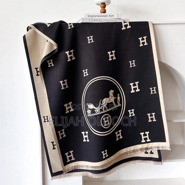 Hermes Double-Sided Scarf for Women Warmer Winter Cashmere Shawls - thumbnail 3
