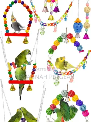 Colourful Rattan Hanging Toys Set for Parrots, Budgie - 12 Pieces