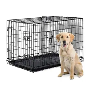 Double Door Folding Dog Cage Kennel With Tray - S, M, L Sizes