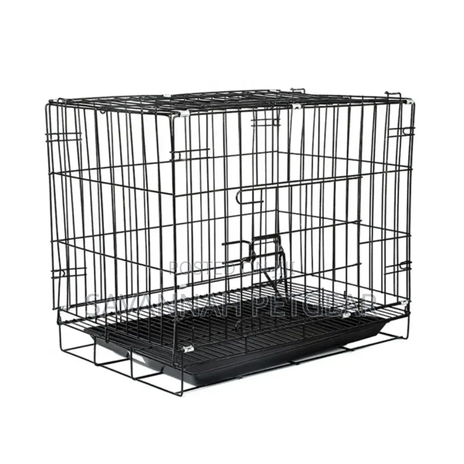 Double Door Folding Dog Cage Kennel With Tray - S, M, L Sizes